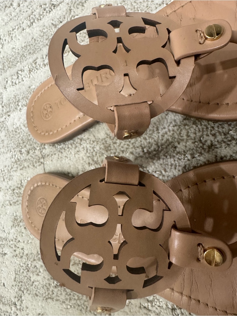 Tory Burch Tan Leather Logo Sandals - Picture 7 of 7